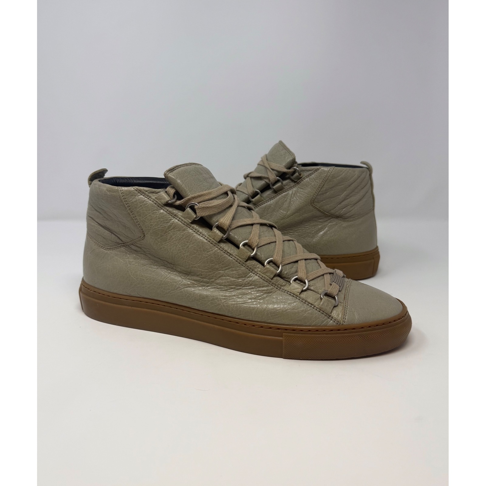 Balenciaga Arena High Top Sneaker Tan Leather Size 9 Us 42 Eu